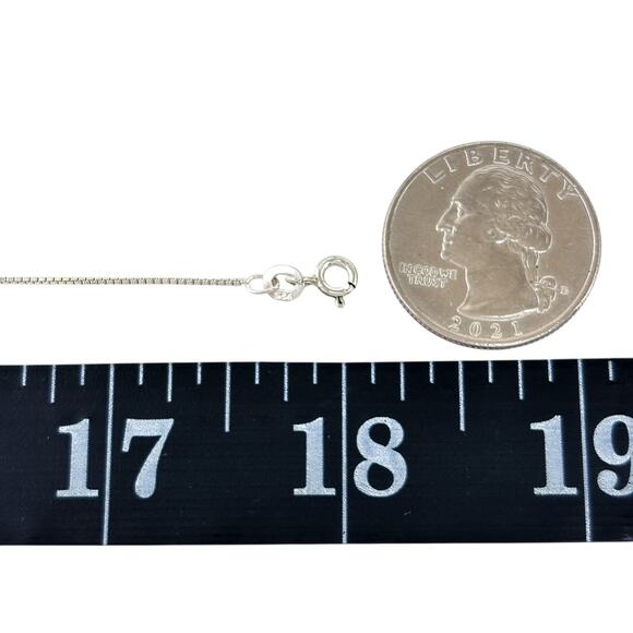 Vintage Sterling Silver 925 Box Chain Necklace 18" - Picture 2 of 3